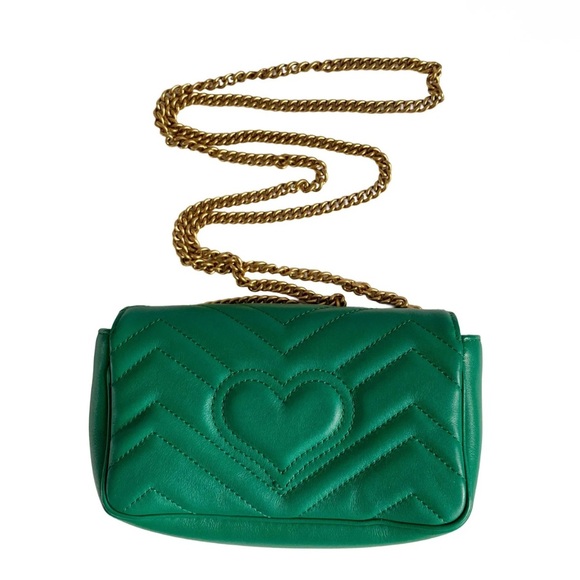 Gucci mini Marmont Green Leather Crossbody Bag - Picture 4 of 10